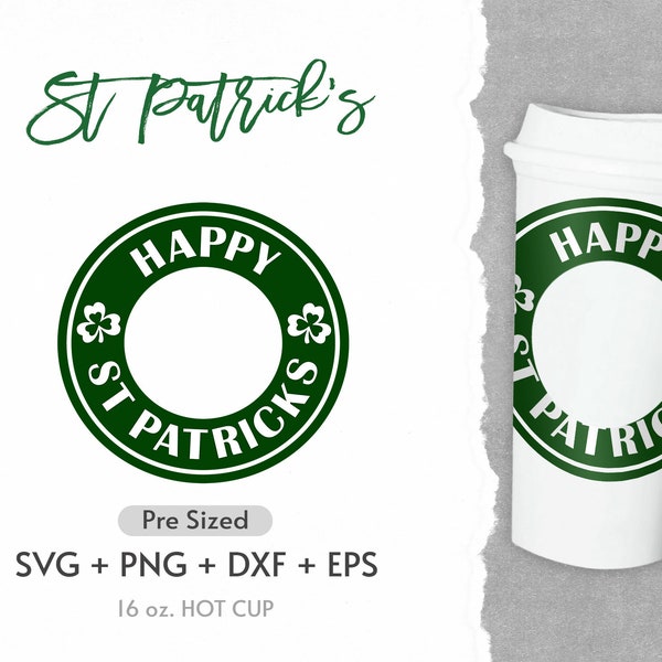 St Patrick’s Day Ring Svg Files For Cup, Happy St Patricks Day,Coffee Hot Cup Wrap, St Patricks Day Ring,Circle Logo Border Wrap Hot Cup Svg