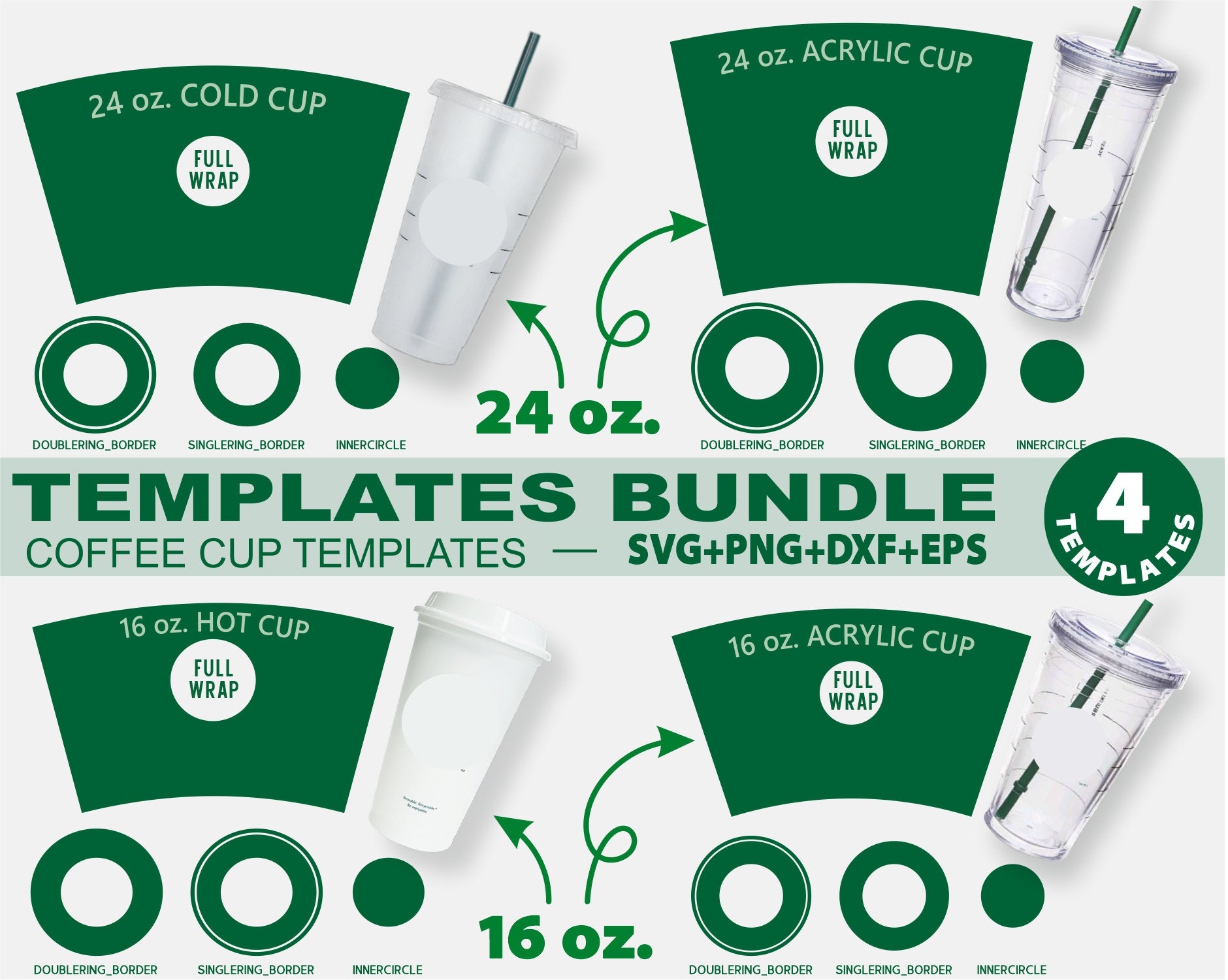 Paper Cup Template 16oz, 16 Ounce full wrap, Styrofoam Coffee Cup 16oz  Template, for Cricut and Silhouette, instant download Png Pdf Eps Dxf - So  Fontsy