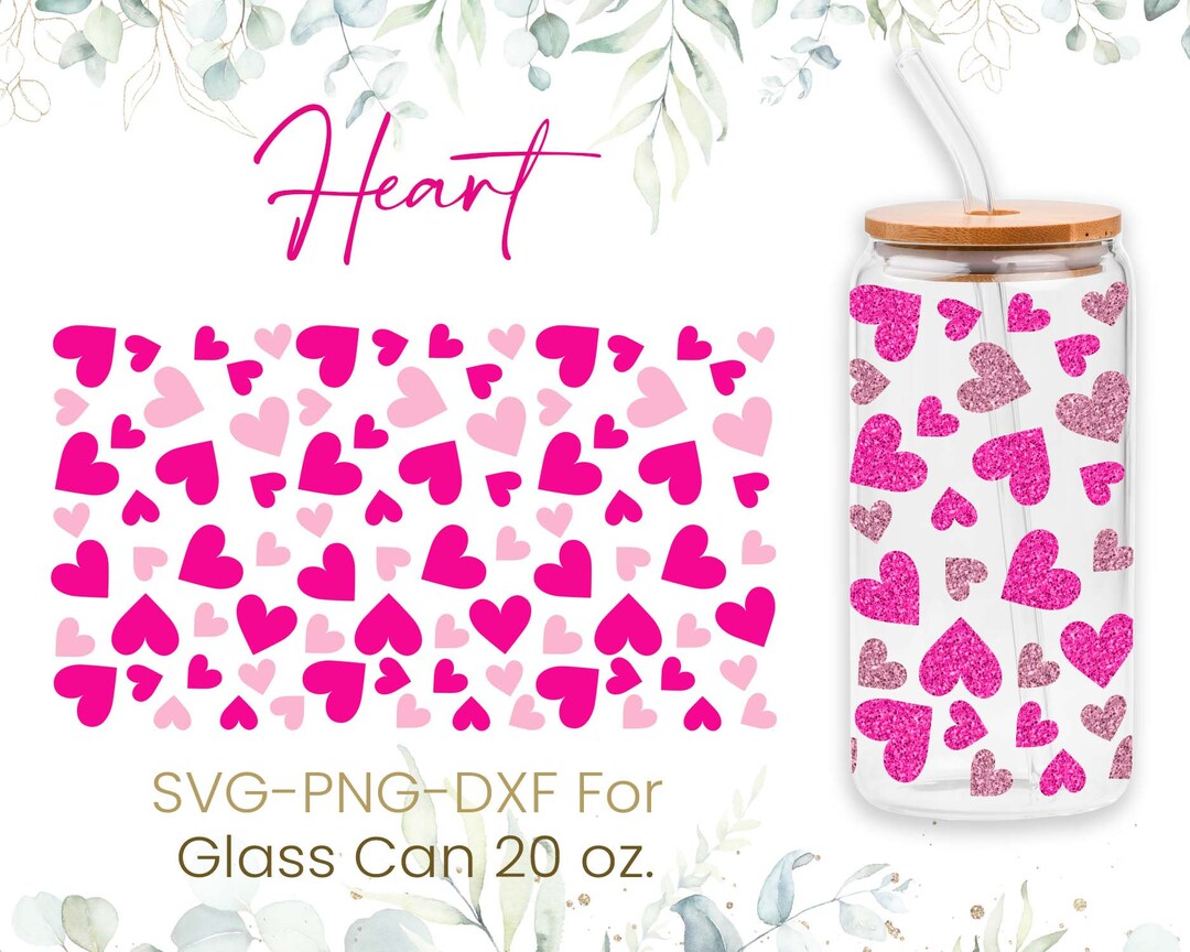 20oz Breast Cancer Libbey Glass Can Svg, Glass Can Full Wrap Svg, Pink ...