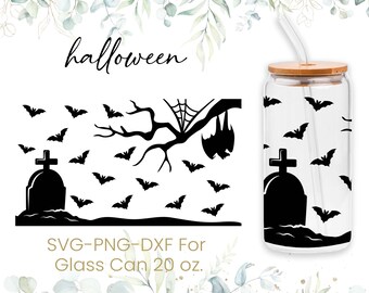 20oz Halloween Libbey Glass Can Svg, Fall Glass Can Wrap Svg, Jack et Skellington Svg, Coffee Glass Can Svg, Ghost Cutfile, Svg Png Files