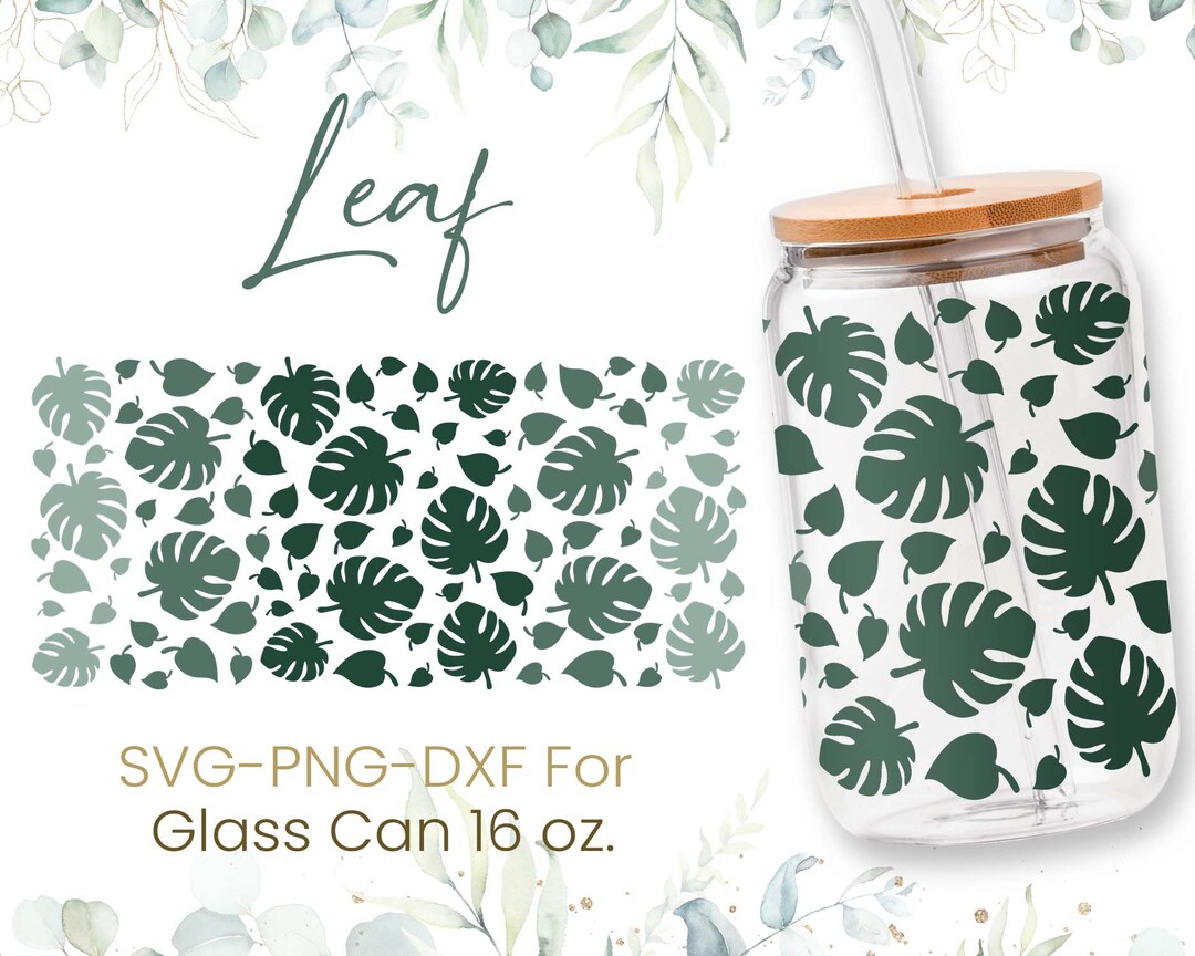 16oz Flower Leaves Libbey Glass Can Svg, Beer Can Glass Svg, Boho Svg ...