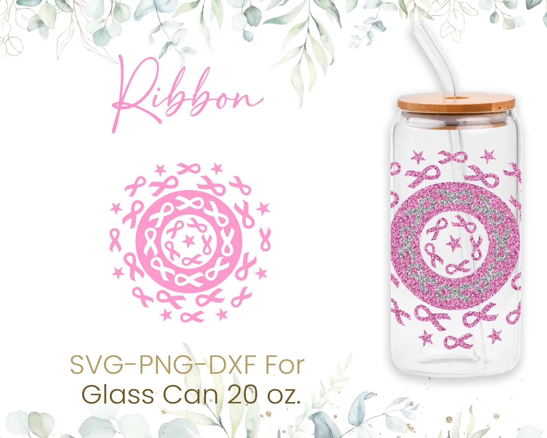 20oz Libbey Glass Can Svg Bundle Breast Cancer Glass Can - Etsy