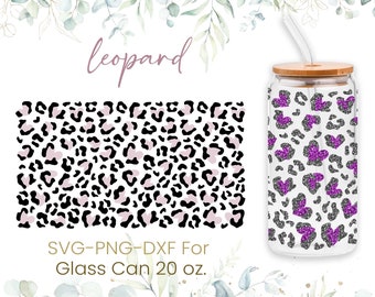 20 Unzen Leopard Muster Libbey Glas Dose, Glas Dose voller Wrap, Gepard Muster, SVG, Mama Leben, Tier svg, Kaffee Glas Wrap, Cricut
