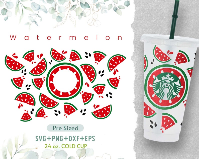 24oz Watermelon Starbucks Cold Cup Svg Venti Cold Cup Svg Etsy