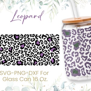 16oz Leopard Pattern Libbey Glass Can Svg, Glass Can Full Wrap Svg, Cheetah Svg, Animal Svg, Shaped Beer, Libbey Glass Svg, Cricut Files