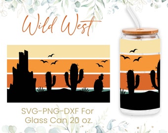 20oz Puszka Szklana Puszka Puszka Puszka Svg, Western Glass Can Wrap Svg, Cactus Svg, Coffee Glass Can Svg, Boho Cutfile, Pliki Svg Dxf Png, Pobieranie Cyfrowe