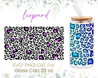 20 Unzen Leopard Muster Libbey Glas Dose, Glas Dose voll wickeln SVG, Leopard svg, Mama Leben svg, Gepard svg, Kaffee Glas wickeln, Cricut File