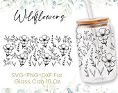 16oz Wildflower Libbey Glass Can Svg, Glass Can Full Wrap Svg, Coffee Can Glass, Svg, Flower Svg, Love Seamless Full Wrap,Png,Cricut Files