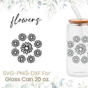 20oz Wildflower Libbey Glass Can Svg, Glass Can Full Wrap Svg, Beer Can Glass, Svg,Roses Coffee Glass Svg, Flowers Full Wrap, Cricut Files