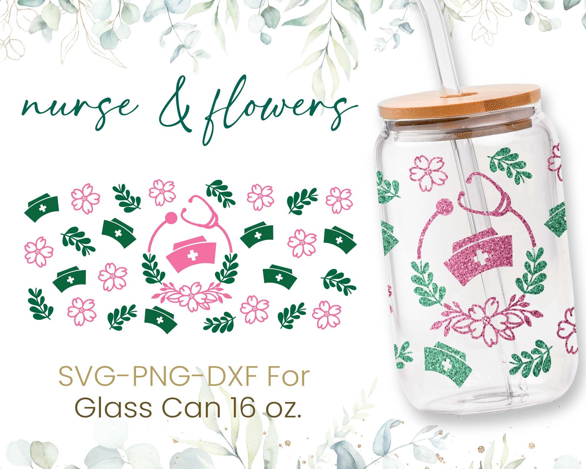 16oz Libbey Glass Can Svg Bundle, Glass Can Full Wrap Svg, Nurse Fuel ...