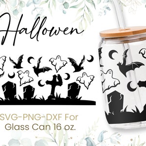 16oz Halloween Libbey Glass Can Svg, Ghost Glass Can Wrap Svg, Pumpkin Fall Svg,Coffee Glass Can Svg, Cutfile,Svg Png Files,Digital Download