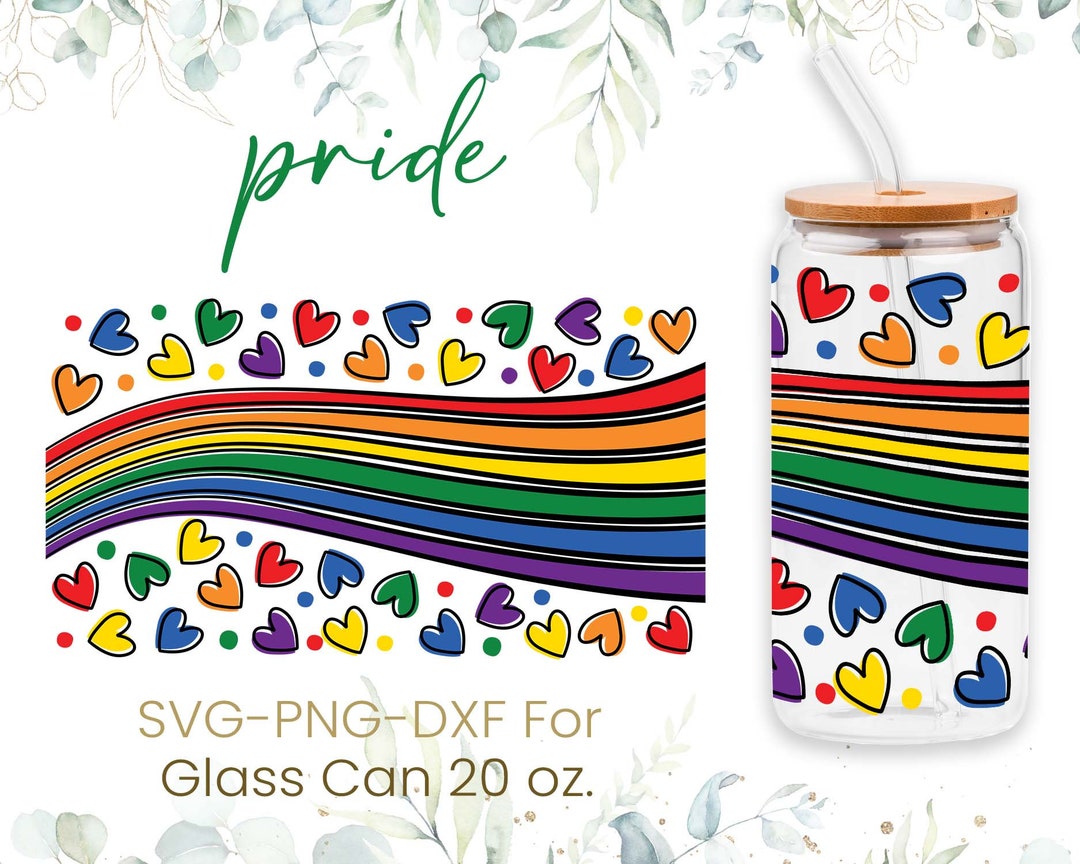 20oz Pride Libbey Glass Can Svg, Glass Can Full Wrap Svg, Love Gay Svg ...