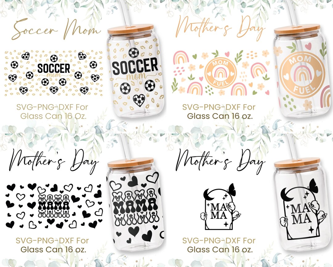 16oz Mother's Day Libbey Glass Can Svg, Soccer Mom Svg, Mom Fuel Svg ...