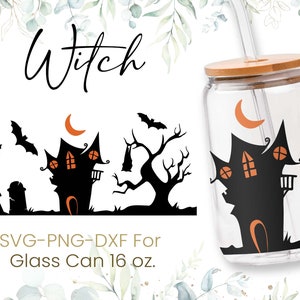 16oz Witch Libbey Glass Can Svg, Ghost Glass Can Wrap Svg, Pumpkin Fall Svg, Coffee Glass Can Svg, Cutfile, Svg Png Files, Digital Download
