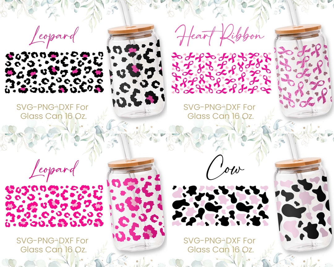 16oz Libbey Glass Can Svg Bundle, Glass Can Wrap Svg, Breast Cancer ...