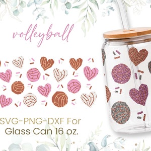 16oz Voleyball Libbey Glass Can Svg, Soccer Glass Can Wrap Svg, Volleyball Mom, Coffee Glass Can Svg,Cutfile, Svg Png Files,Digital Download