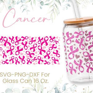 16オンス 乳がん Libbey ガラス缶 SVG、ガラス缶フルラップ SVG、ピンクリボン SVG、啓発 SVG、シェイプドビール、ママ SVG、SVG、Png、Cricut ファイル