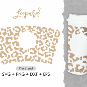 16oz Leopard Heart Hot Cup Svg, Full Wrap Svg, Leopard Pattern Svg, Pre Sized Hot Cup, Animal Svg, Seamless Cutting File, PNG, Cricut