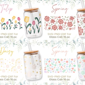 16oz Spring Libbey Glass Can Svg Bundle,Glass Can Full Wrap Svg, Butterfly Can Glass, Svg, Tulips Svg, Line Flower, Be Kind Svg,Be Happy Svg