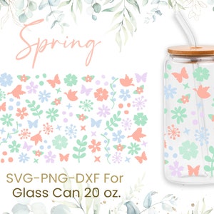 20oz Spring Libbey Glass Can Svg Bundle, Butterfly Full Wrap Svg ...