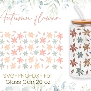 20オンス 秋の花 Libbey ガラス缶 SVG、花柄ガラス缶ラップ SVG、看護師 SVG、結婚式 SVG、花嫁 SVG、Libbey ラップ SVG、SVG Dxf PNG ファイル、Cricut
