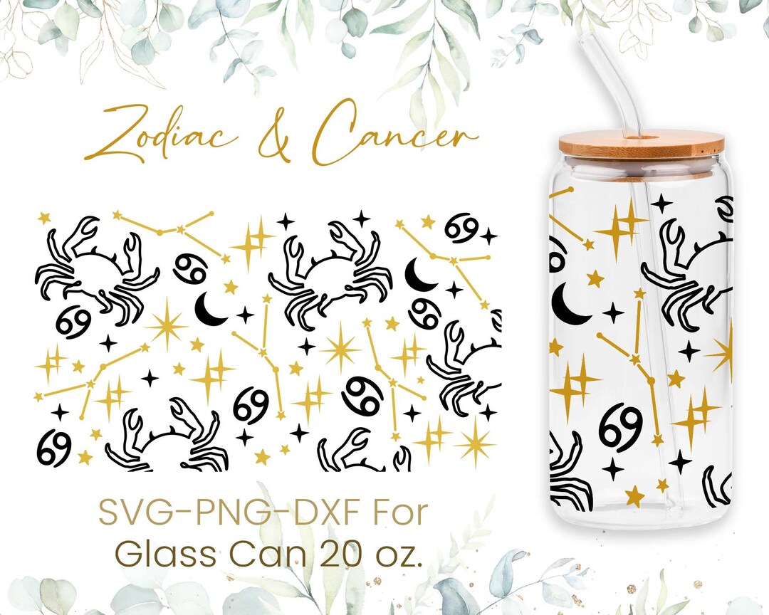 20oz Cancer Libbey Glass Can Svg, Glass Can Full Wrap Svg, Beer Can ...