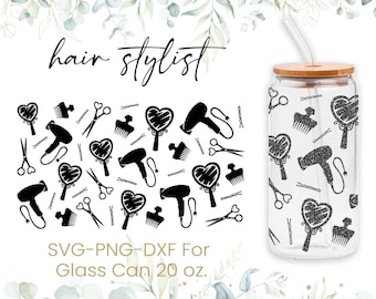 20oz Hairapist Libbey Glass Can Svg, Glass Can Full Wrap Svg, Beer Can Glass, Svg, Hairstylist Coffee Glass Svg, Lashes Full Wrap,Png,Cricut