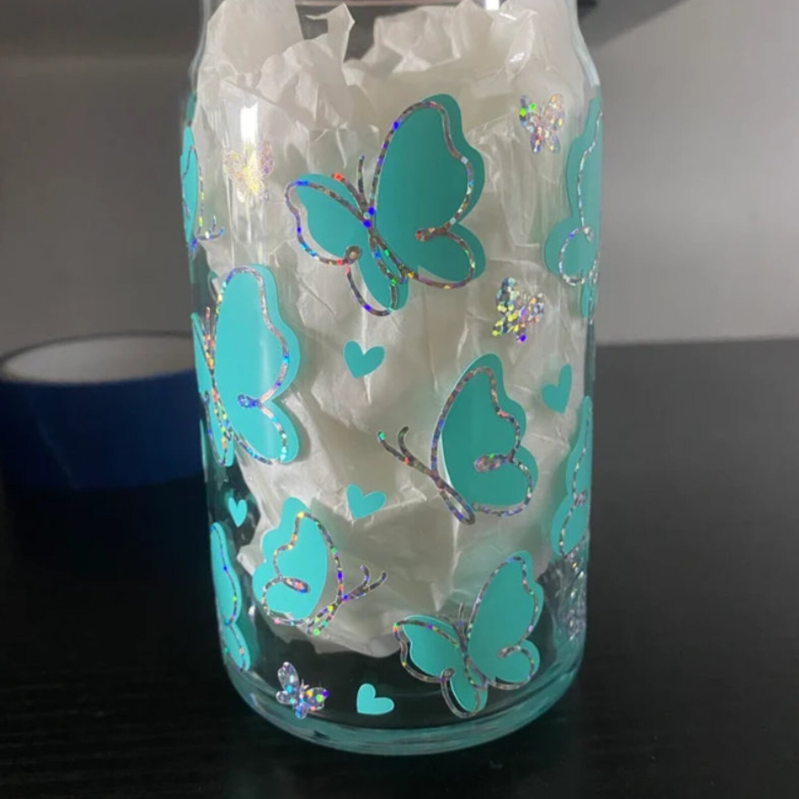 16oz Butterfly Libbey Glass Can Svg, Glass Can Full Wrap Svg ...