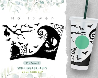 24 Unzen Halloween Kalte Tasse, Venti Kalte Tasse, Halloween-Svg, Kürbis-Svg, Pre-Sized-Svg, Aufkleber perfekt passend für Venti, Full Wrap svg
