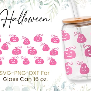 16oz Halloween Libbey Glass Can Svg, Ghost Glass Can Wrap Svg, Pumpkin Fall Svg,Coffee Glass Can Svg, Cutfile,Svg Png Files,Digital Download
