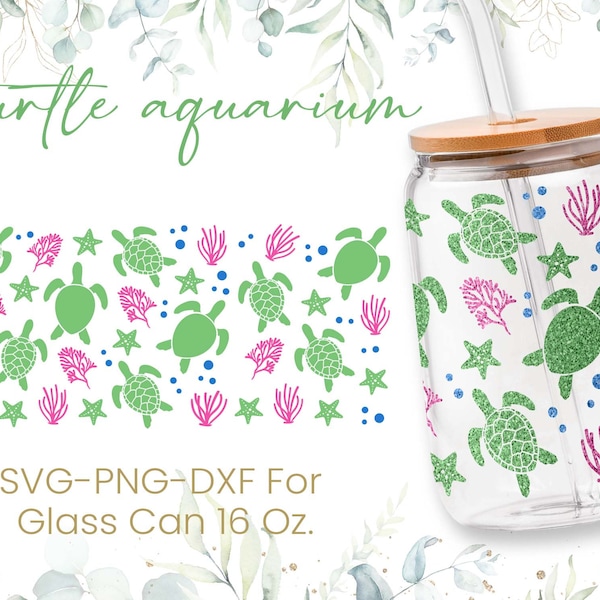 16oz Turtle Libbey Glass Can Svg, Turtle Glass Can Wrap Svg, Sea Animal Svg, Beer Glass Can Svg, Libbey Wrap Svg,Svg Dxf Png Files,Cricut