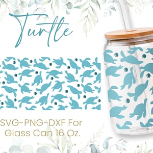 16oz Turtle Libbey Glass Can Svg, Turtle Glass Can Wrap Svg, Sea Animal Svg, Beer Glass Can Svg, Libbey Wrap Svg,Svg Dxf Png Files,Cricut