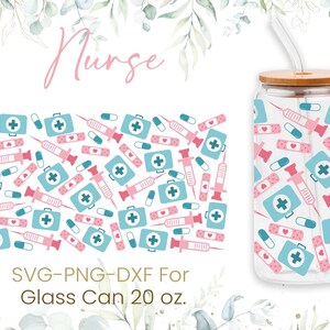 20 Unzen Krankenschwester Libbey Glas Dose, Glas kann voll wickeln, Krankenschwester Kraftstoff, Krankenpflege Student, Krankenschwester Leben, Herzschlag, Kaffee Glas Wrap, SVG, Png