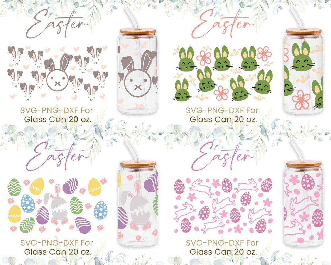 20oz Easter Bunny Libbey Glass Can Svg Bundle, Rabbit Peeps, Bunnies ...