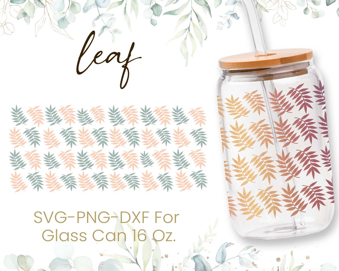 16oz Flower Leaves Libbey Glass Can Svg, Beer Can Glass Svg, Boho Svg ...