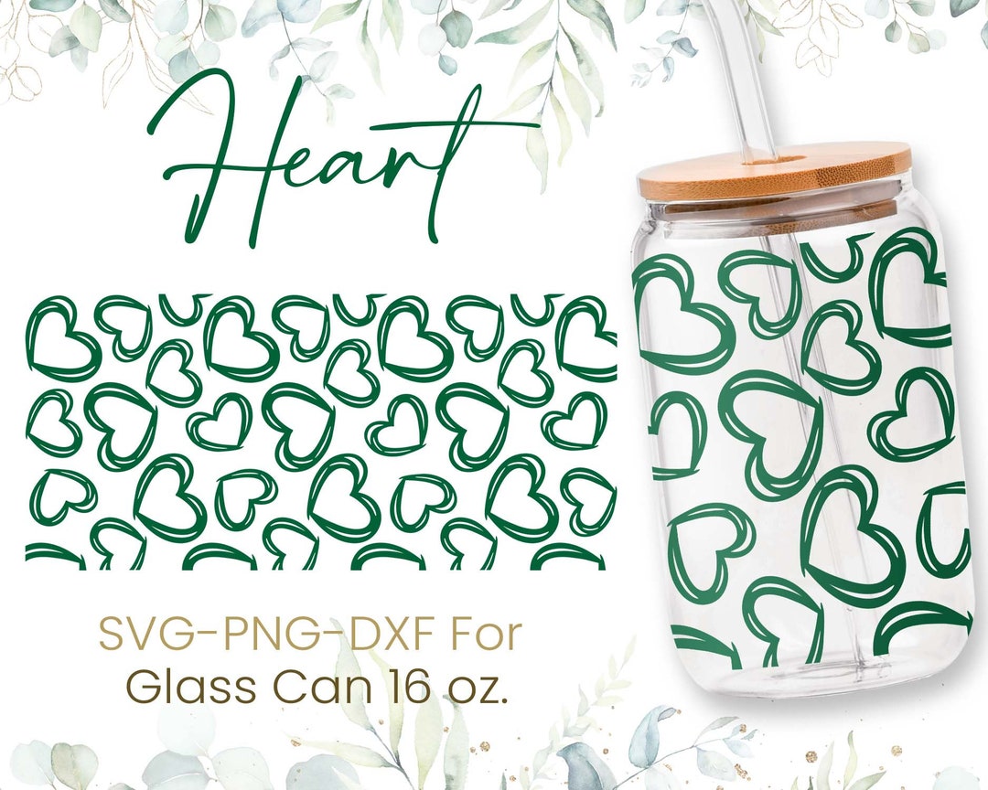 16oz Love Libbey Glass Can Svg, Glass Can Wrap Svg, Coffee Glass Can ...