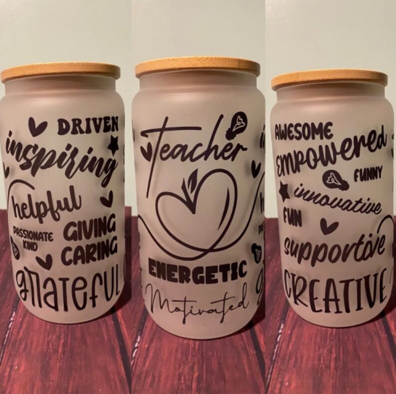 16oz Teacher Libbey Glass Can Svg, Glass Can Full Wrap Svg, Inspiring ...