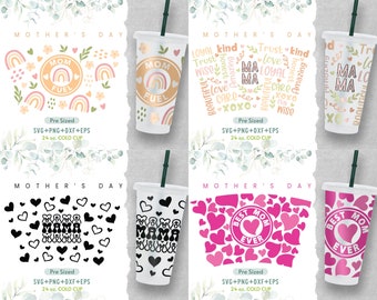 24oz mors dag utan hål kall kopp Svg, Glad mors dag, bästa mamma någonsin, mamma bränsle, mamma Wrap Svg, Venti Full Wrap Svg, Cricut Silhouette