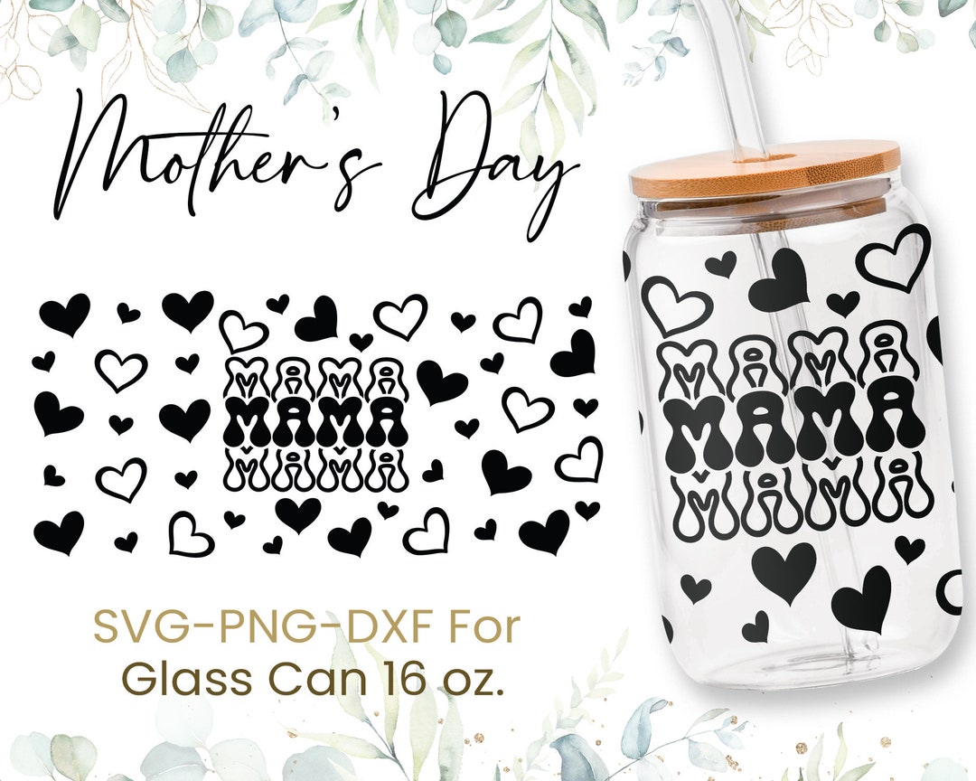 16oz Groovy Mama Libbey Glass Can Svg, Retro Boho Daisy Wrap Svg ...