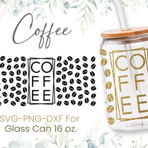 16oz Koffie Libbey Glas Kan Svg, Glas Kan Volledige Wrap Svg, Koffie Svg, Cup Svg, Vormig Bierglas, Bean Svg, Svg, Png, Cricut Bestanden