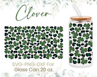 20oz Clover Libbey glas kan SVG, glas kan volledige wrap SVG, St. Patrick's Day, Shamrock, Lucky, gevormde bierglas kan, Svg, Png, Cricut-bestanden