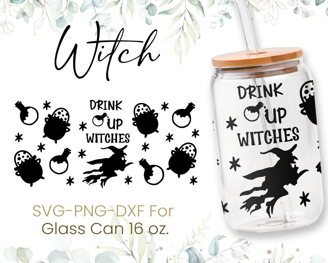 16oz Witch Brew Libbey Glass Can Svg, Ghost Glass Can Wrap Svg, Pumpkin ...