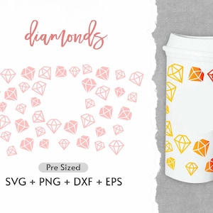 16oz Diamond Hot Cup Svg, Hot Cup Svg, Full Wrap Diamond Svg, Jewel Svg, Hot Cup Svg, Coffee Hot Cup Svg, PNG, Eps, Pliki Cricut