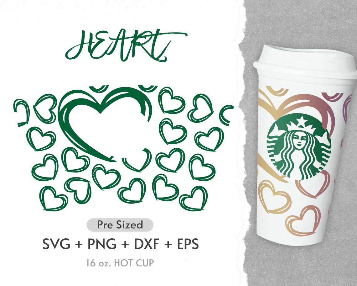 16oz Love Starbucks Hot Cup Svg Starbucks Full Wrap Svg Etsy