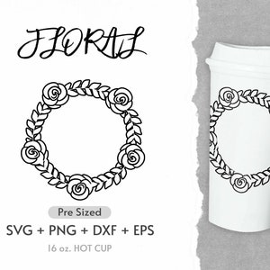 16oz Flower Hot Cup Svg, Full Wrap Hot Cup Svg, Wildflower Svg, Leaf Svg, Coffee Hot Cup Svg, Pre Sized Hot Cup, Png, Cricut Cut Files