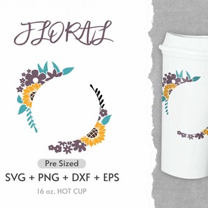 16oz Flower Hot Cup Svg, Full Wrap Hot Cup Svg, Wildflower Svg, Leaf Svg, Coffee  Hot Cup Svg, Pre Sized Hot Cup, Png, Cricut Cut Files