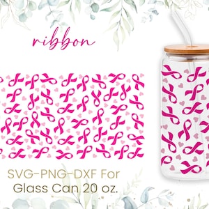 20oz borstkanker Libbey glas kan SVG, glas kan volledige wrap SVG, roze linten SVG, moeder leven SVG, bewustzijn SVG koffie glas wrap, Cricut bestanden