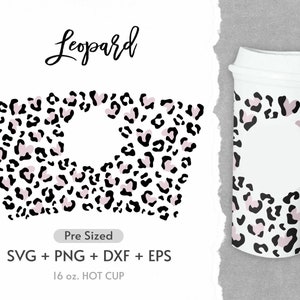 16oz Wzór Panterki Gorący Kubek Svg, Pełne Owinięcie Svg, Nadruk Geparda Svg, Wstępnie Rozmiarowany Gorący Kubek, Gorący Kubek Kawy, Serce Svg, Nadruk Zwierzęcy Svg, Cricut