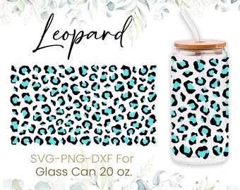20 Unzen Leopard Muster Libbey Glas Dose, Glas Dose voller Wrap, Gepard Muster, SVG, Mama Leben, Tier svg, Kaffee Glas Wrap, Cricut