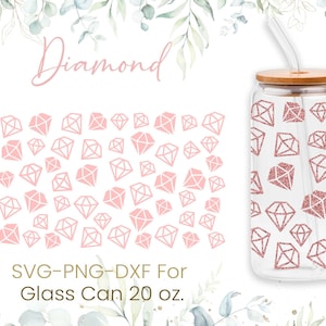 20oz Diamond Libbey Szklana Puszka Svg, Diamond Szklana Puszka Opakowanie Svg, Klejnot Svg, Ślub Svg, Panna Młoda Svg, Libbey Wrap Svg, Pliki Svg Dxf Png, Cricut